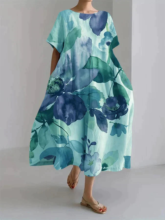 Audrey | Botanische bloemenjurk voor dames – Loszittende, zwierige zomerjurk