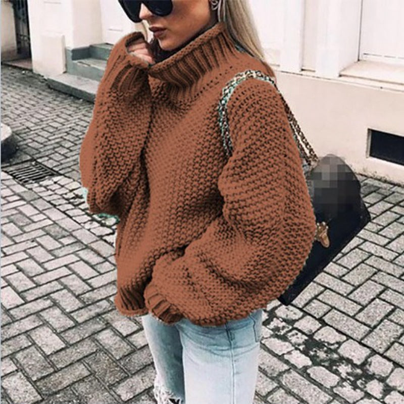 Ronja | Oversized-Rollkragenpullover aus grob gestricktem Material für Damen – Warmer Winterpullover, bequemer Strickpullover