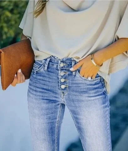 Wylina | Dames stretchjeans, slim fit, hoge taille, skinny denim broek
