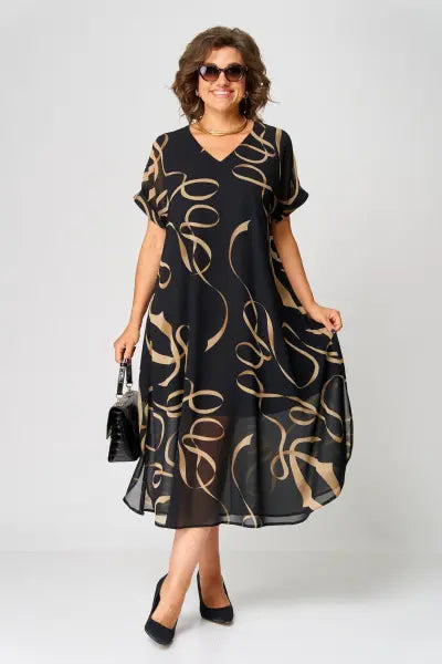 Hynira | Chiffonjurk in grote maten – Elegante, soepel vallende maxi-jurk