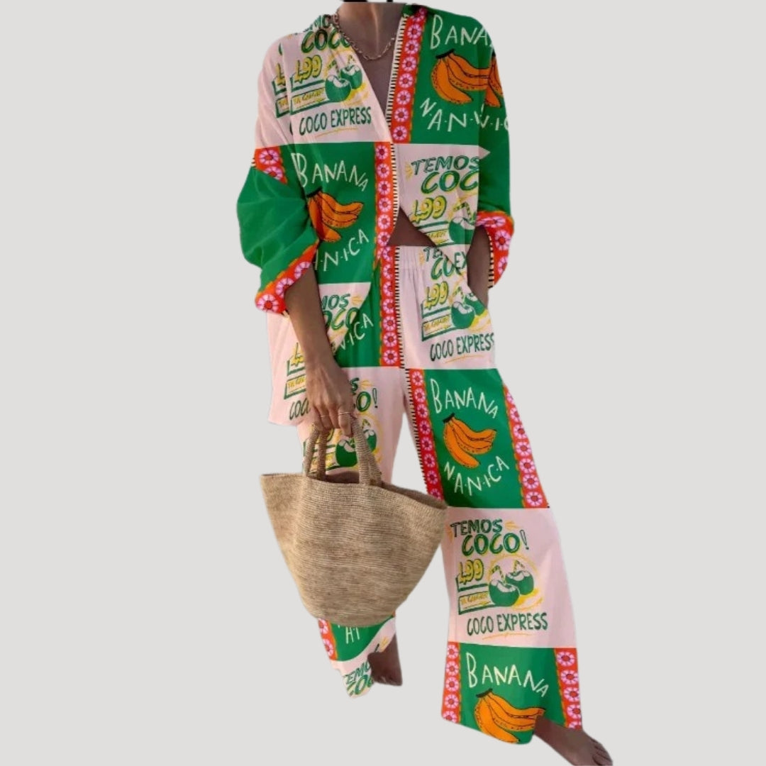 Oceira | Zomerse set met broek voor dames – Top met lange mouwen