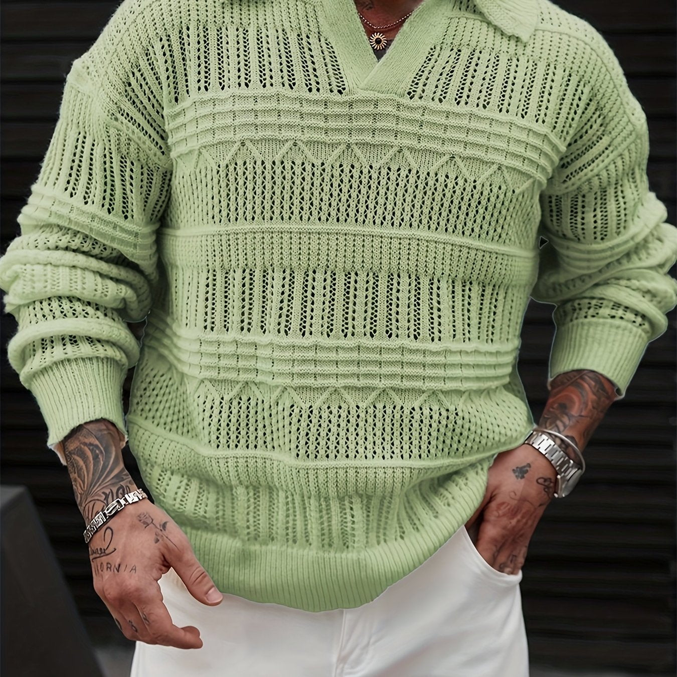 Zayrik | Heren Gebreide Trui met Kraag – Herfst Winter Pullover met Lange Mouwen