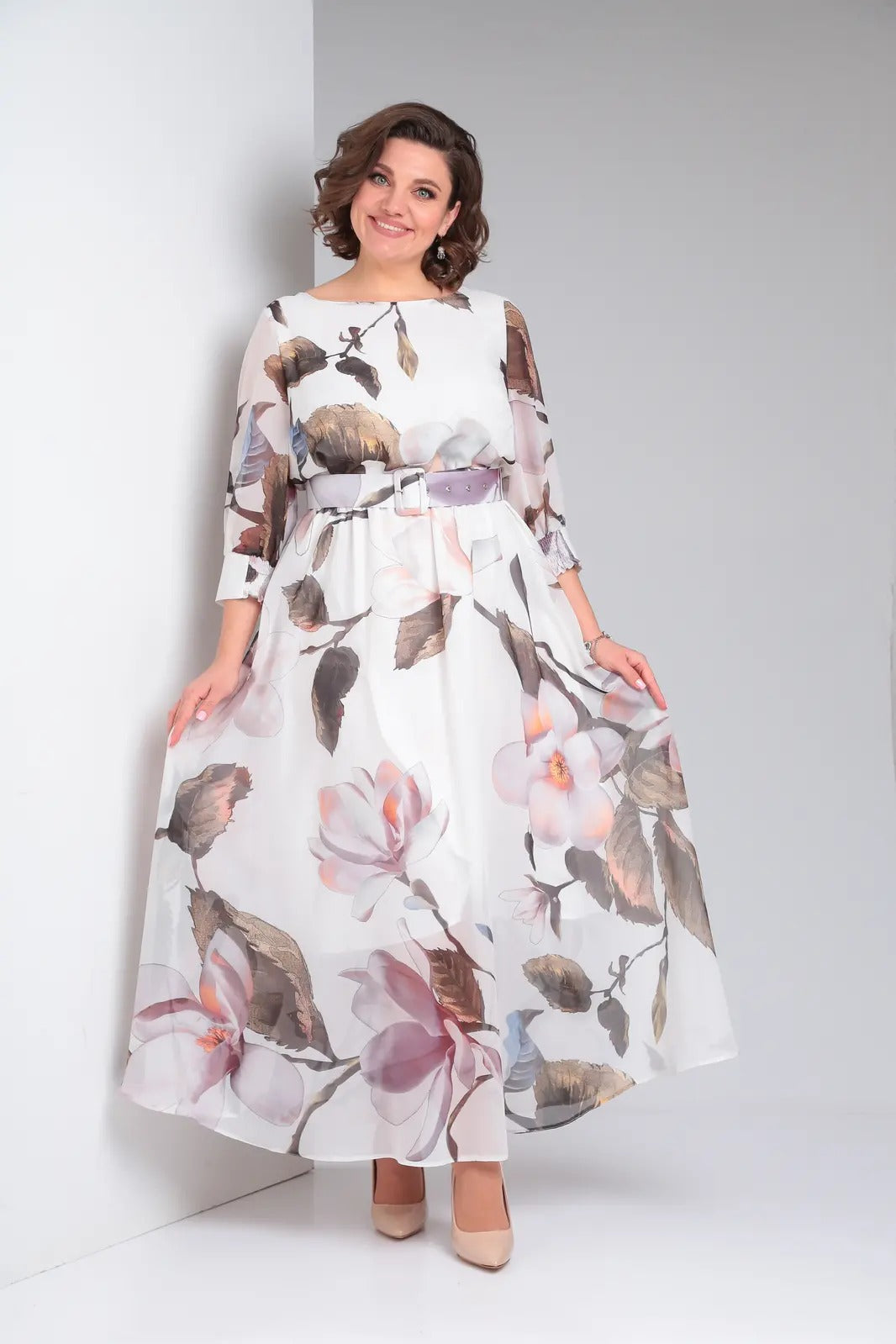 Nirae | Boho-jurk met bloemenprint  Elegante lange damesjurk met riem