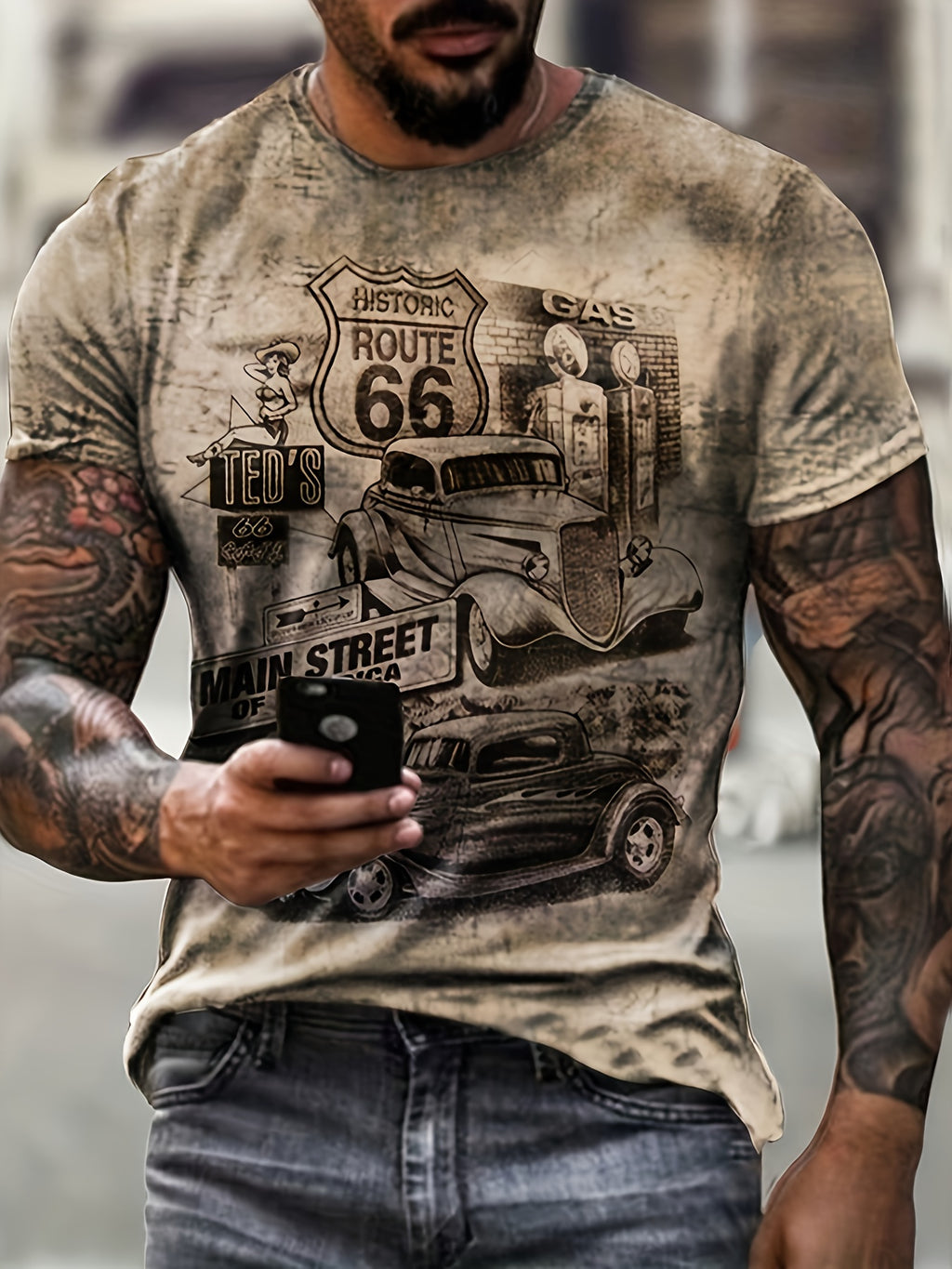 Galvian | Heren Grafisch Zomer T-shirt – Lichtgewicht Bedrukt Shirt met Korte Mouwen