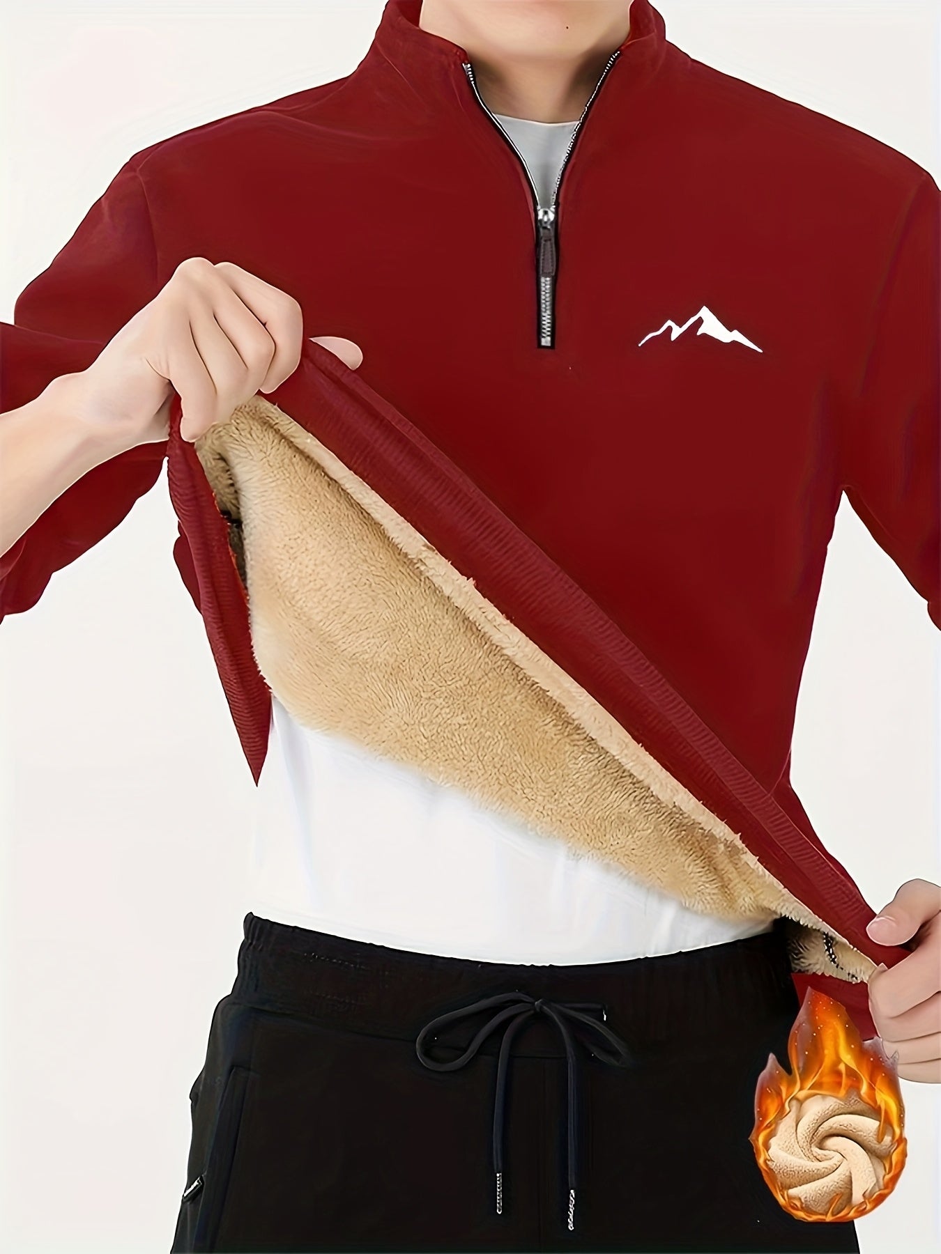 Sigfried | Thermische fleece gevoerde wintertrui voor heren met 1/4 ritssluiting, opstaande kraag