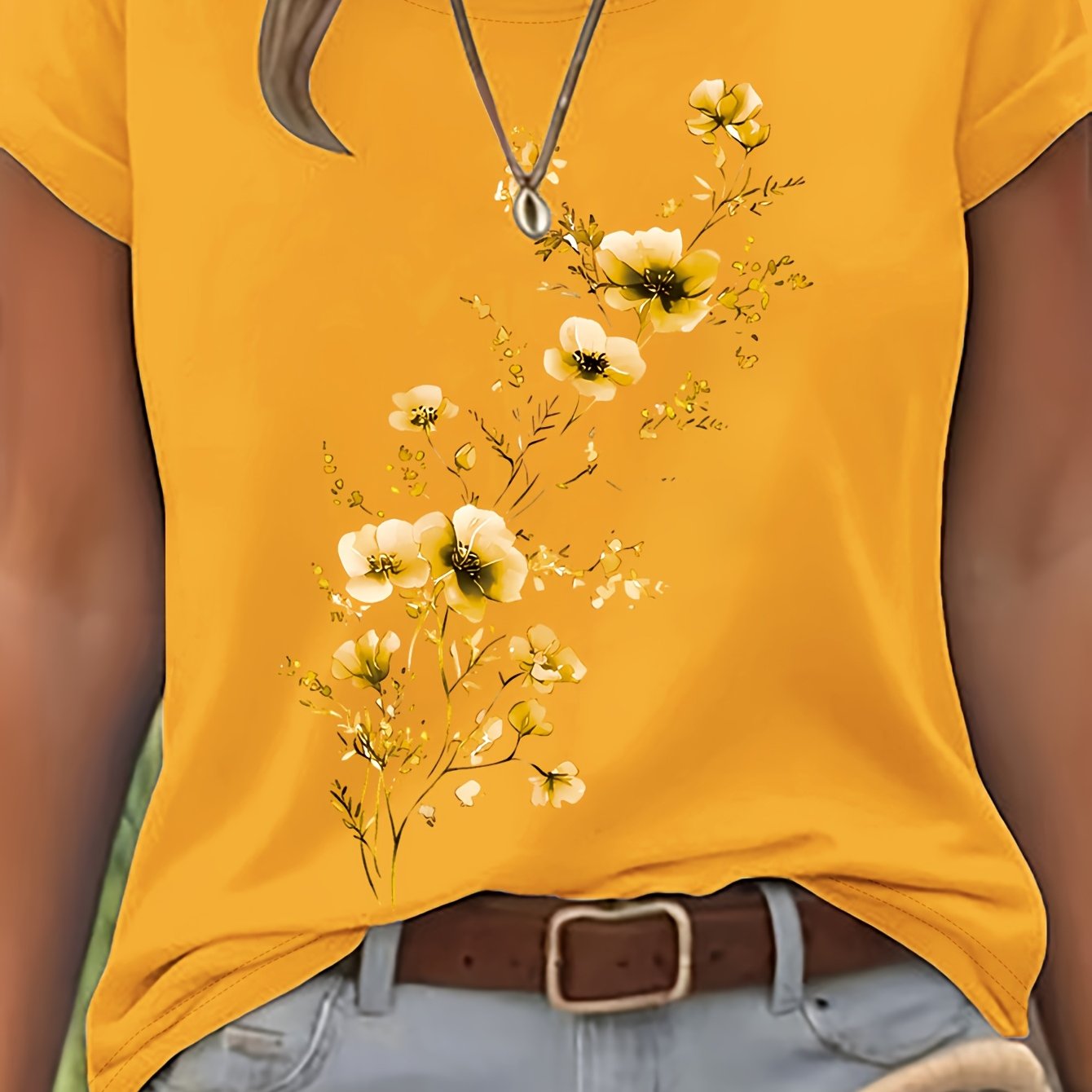 Vionyxen | Dames-T-shirt met bloemenprint in aquarelstijl – Casual zomertop