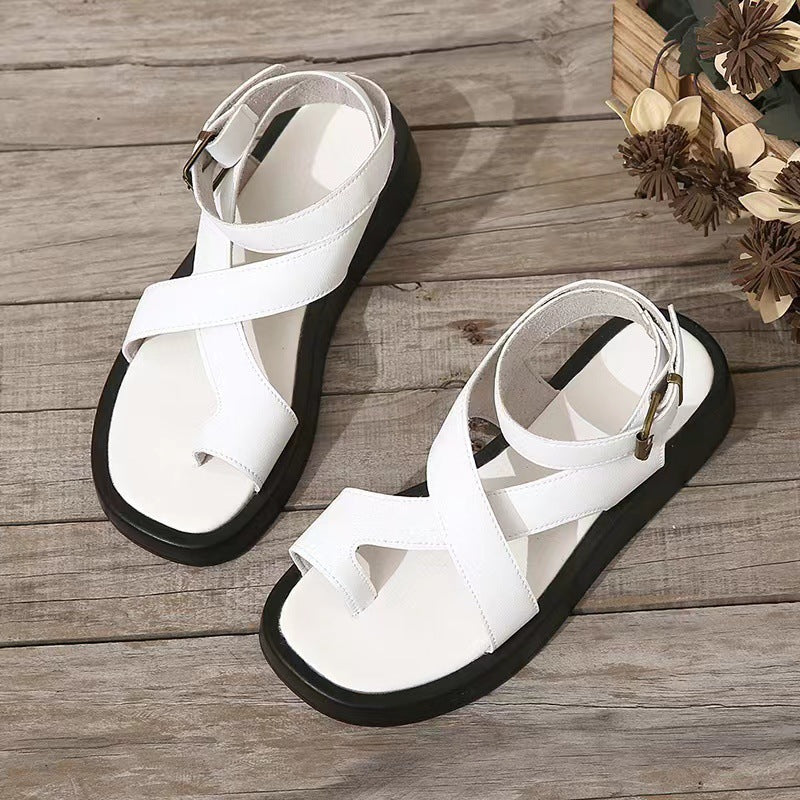 GladiaChic | Dames gladiatorsandalen met stevige gesp – comfortabele platte sandalen met bandjes
