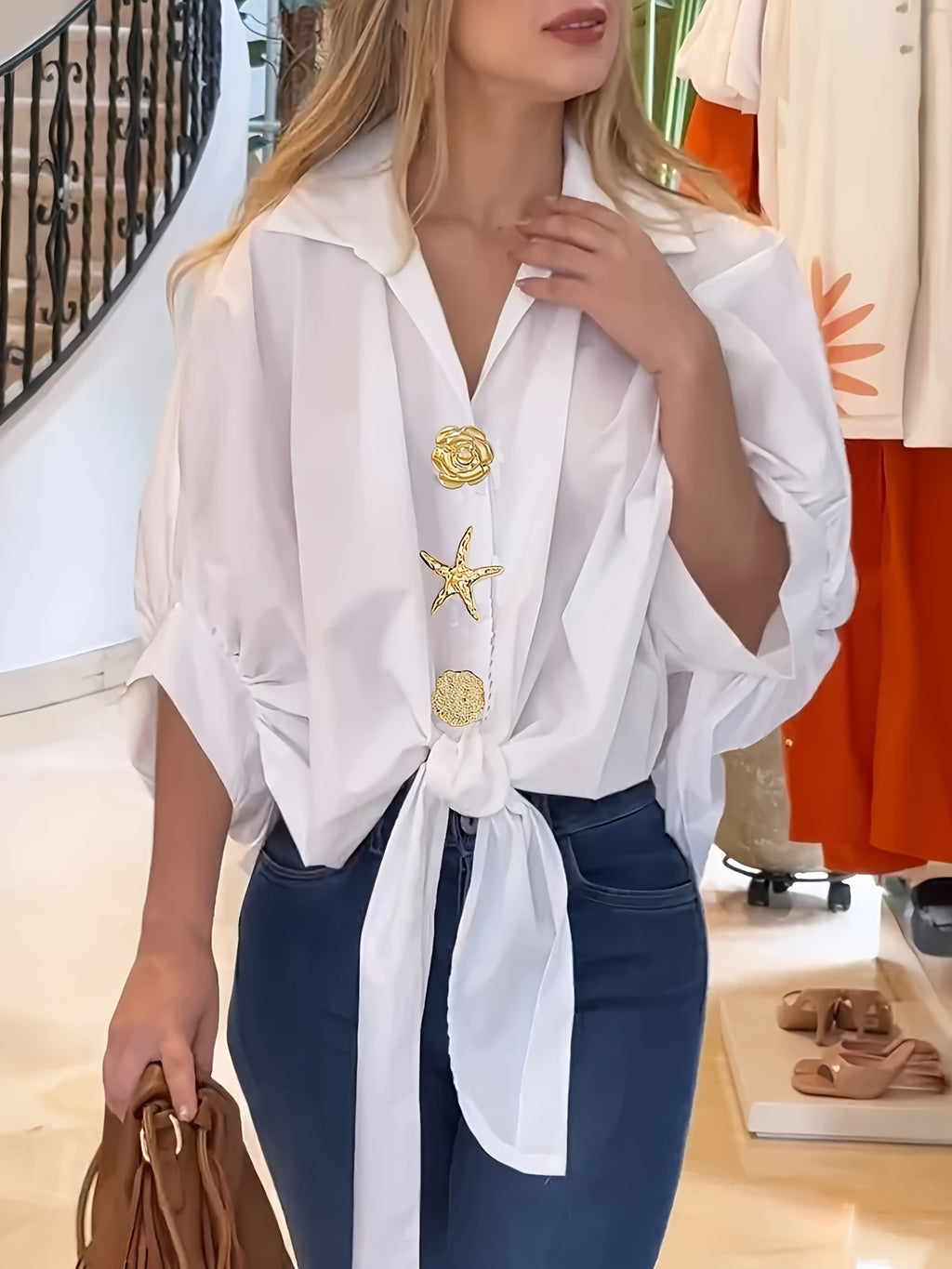 Walyra | Elegante casual damesblouse – Lichtgewicht overhemd met lange mouwen en knopen