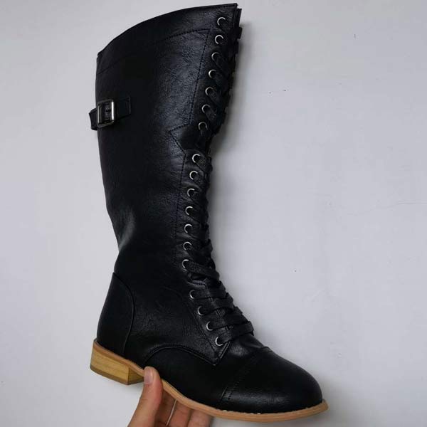 Naima | Bottes hautes pour femmes en cuir vintage - à lacets, confort orthopédique