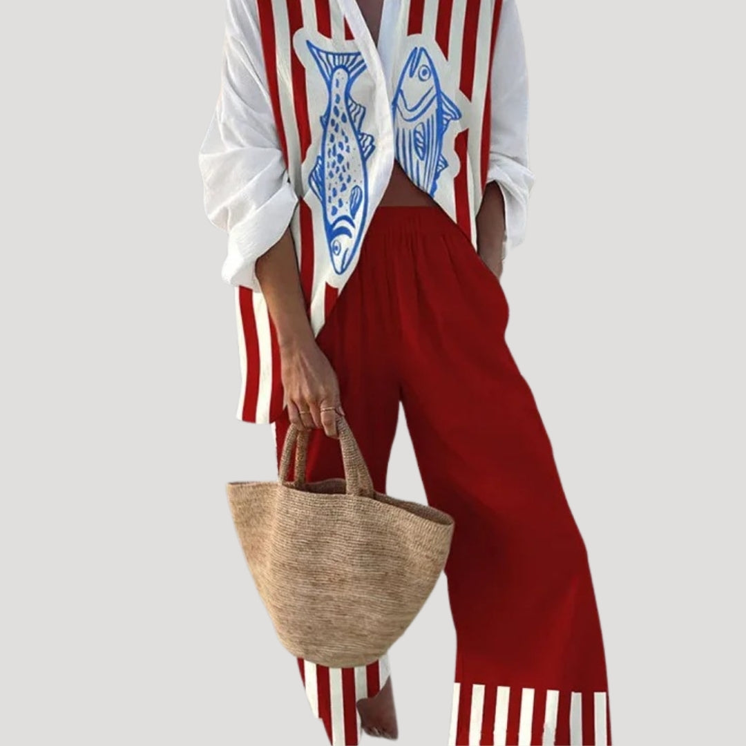 Oceira | Zomerse set met broek voor dames – Top met lange mouwen