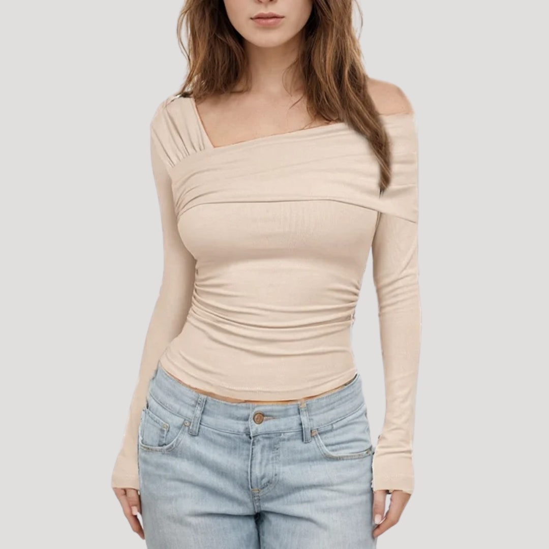 Valivonne | Off-shoulder Bardot-top voor dames – Elegante casual blouse met lange mouwen
