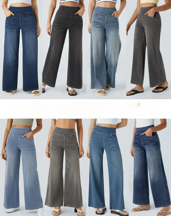 Vanelle | Hoge taille jeans met wijde pijpen voor dames – Comfortabele stretchdenim, casual en stijlvol