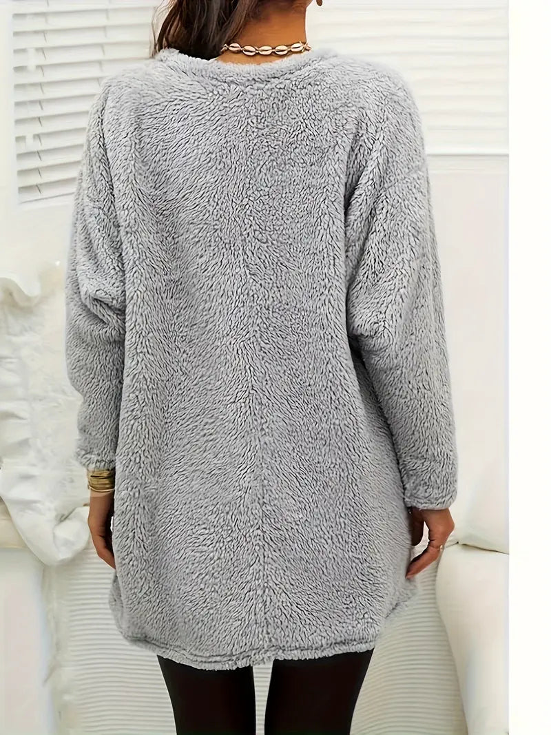 Gevina | Sweat-shirt en polaire coloré à cœurs et poches – Pull d'hiver confortable, haut décontracté et doux