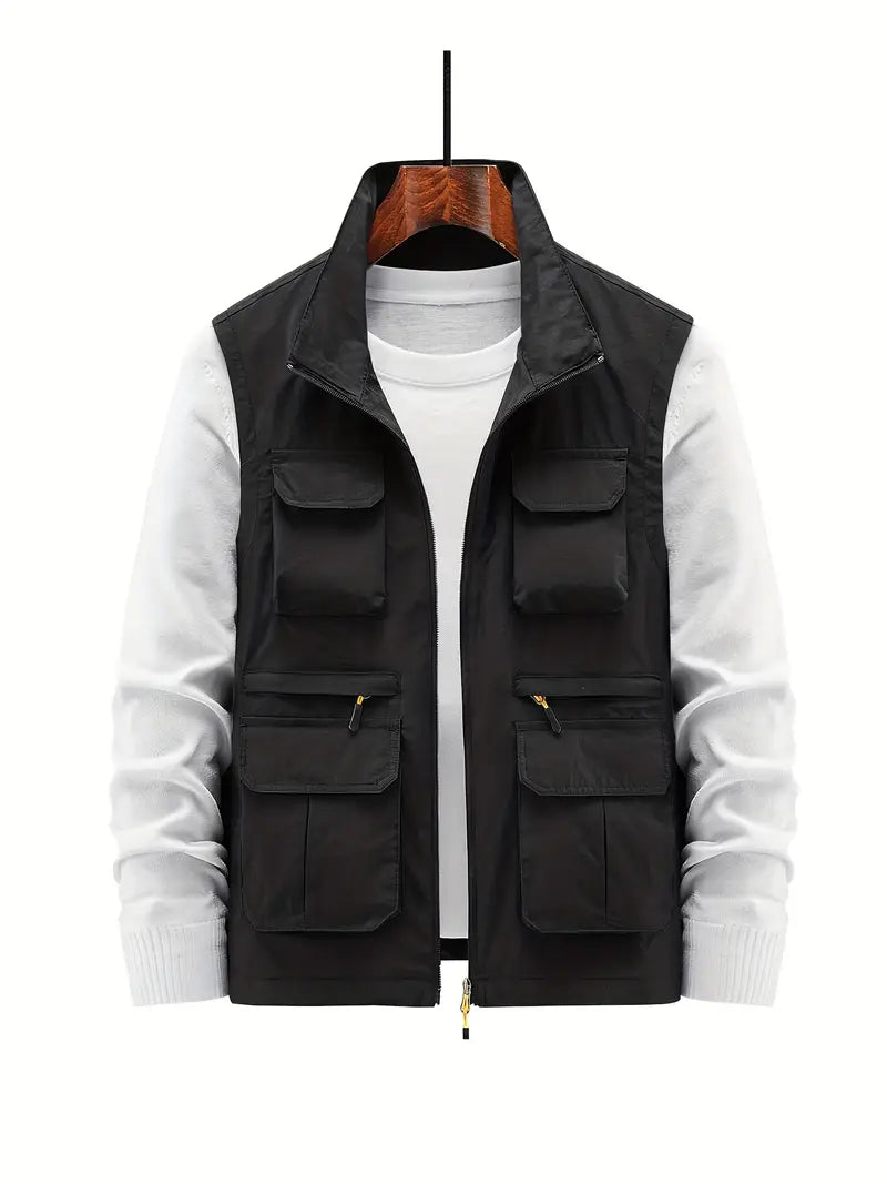 Torsten | Gilet multifonctionnel sans manches à poches multiples pour homme, gilet décontracté d'extérieur