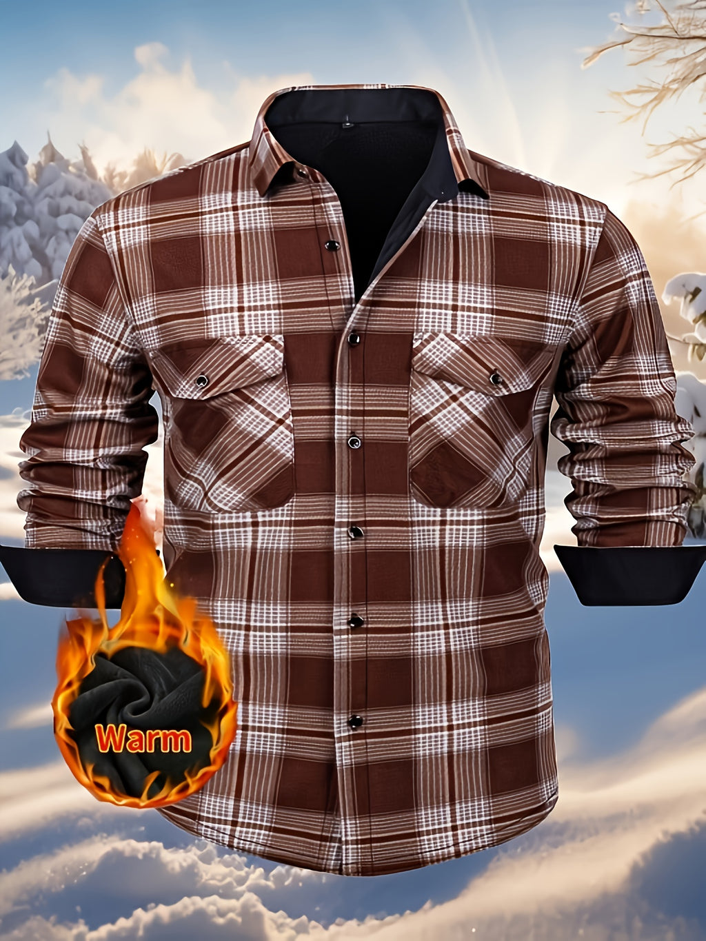 Simeon | Chemise en flanelle thermique épaisse pour homme – motif à carreaux épais d'hiver avec boutons