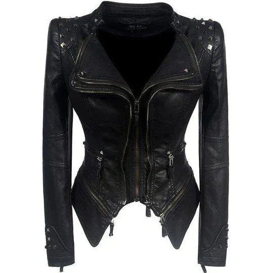 Avanette | Veste en cuir pour femme - Fermeture éclair élégante, coupe cintrée et flatteuse