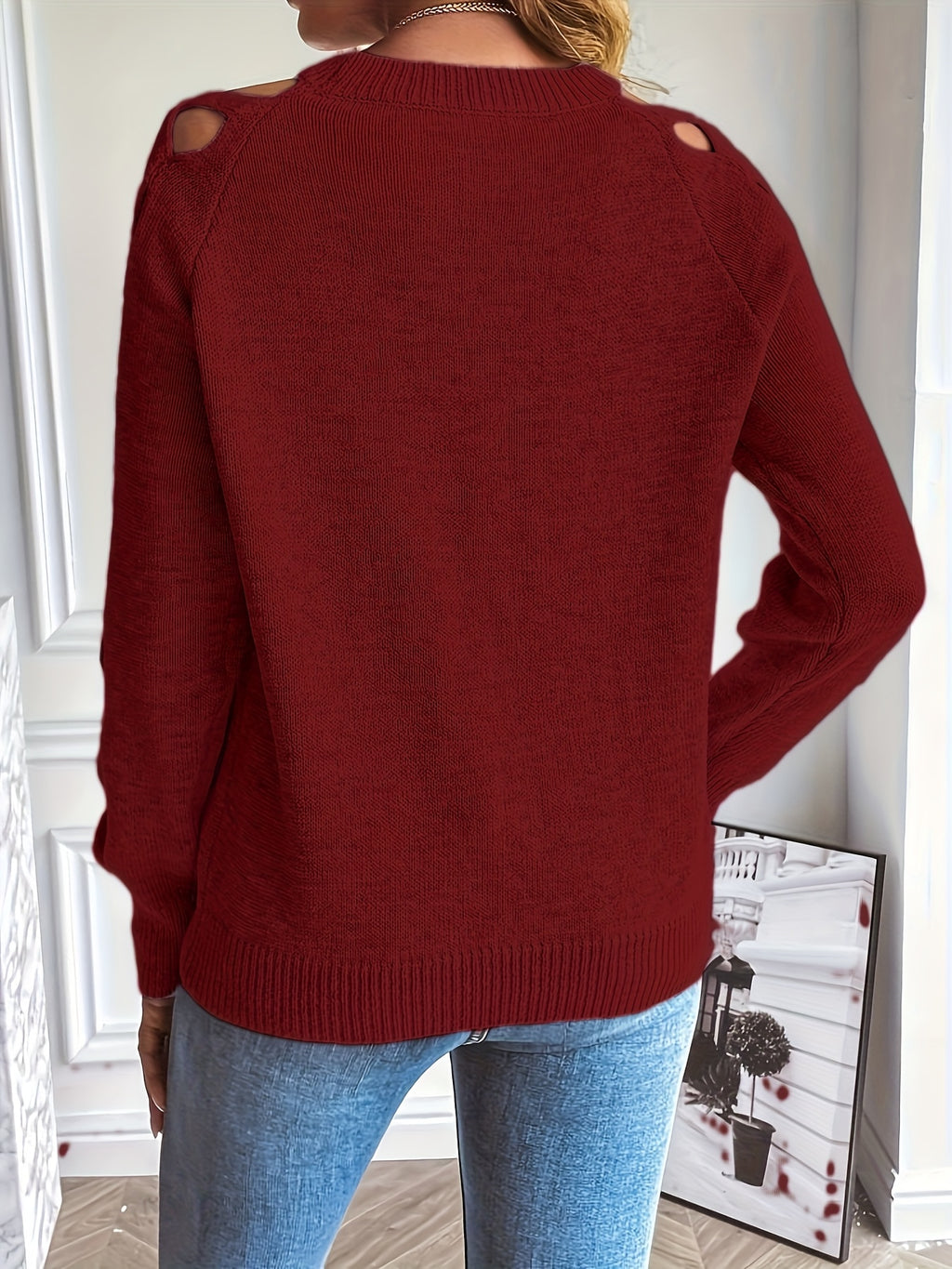 Ardelle | Dames Effen Pullover met Opengewerkte Mouwen – Lichtgewicht Gebreide Top