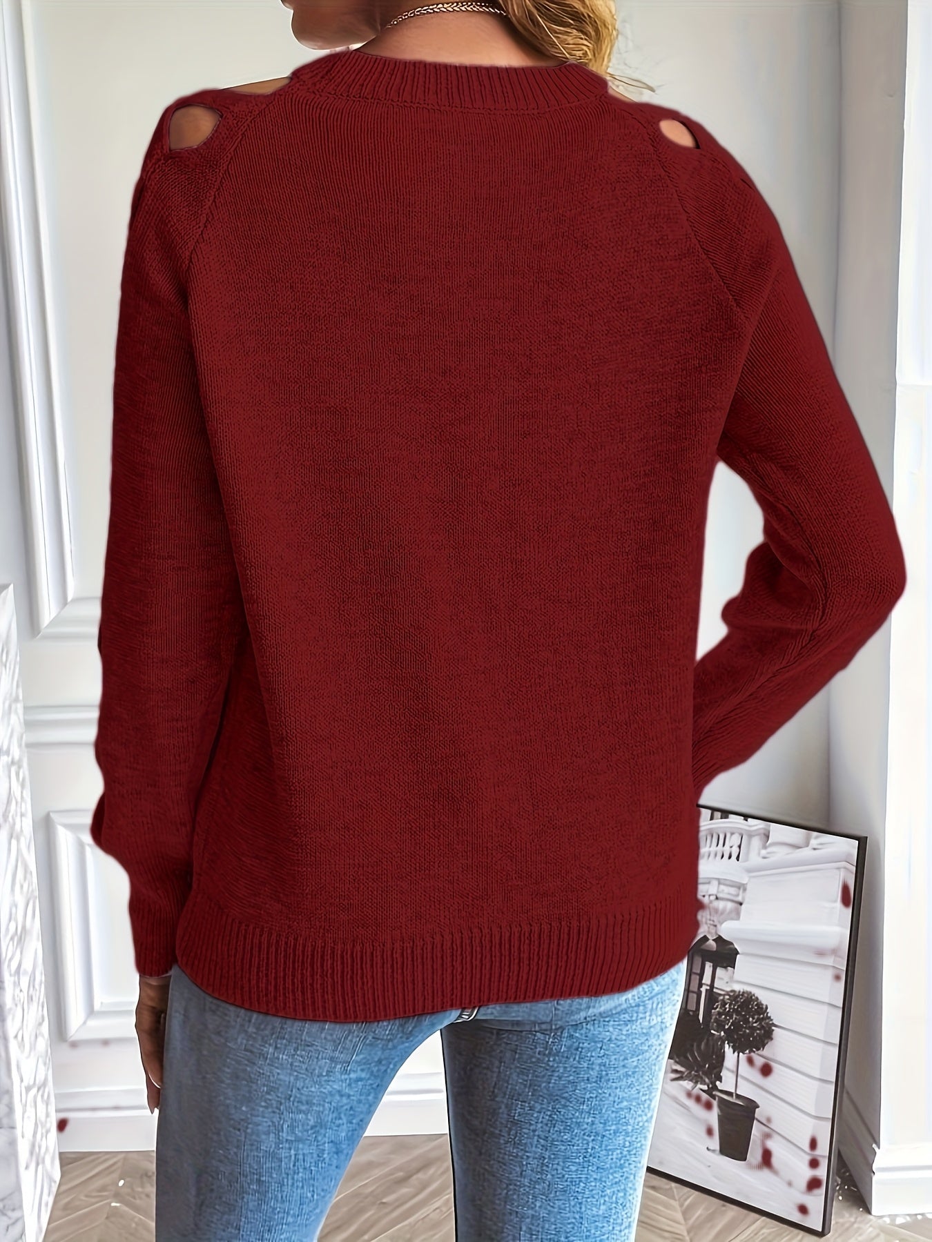 Ardelle | Dames Effen Pullover met Opengewerkte Mouwen – Lichtgewicht Gebreide Top