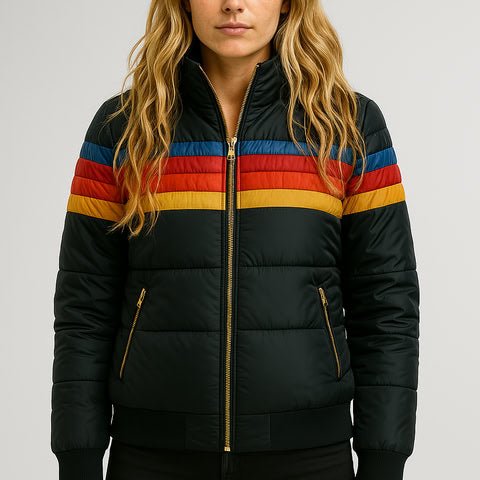 Veylanna | Doudoune à capuche pour femme, manteau d'hiver multicolore, doudoune légère