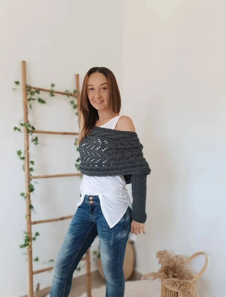 Winifred | Châle tricoté pour femme – Écharpe tricotée oversize confortable pour l'automne et l'hiver