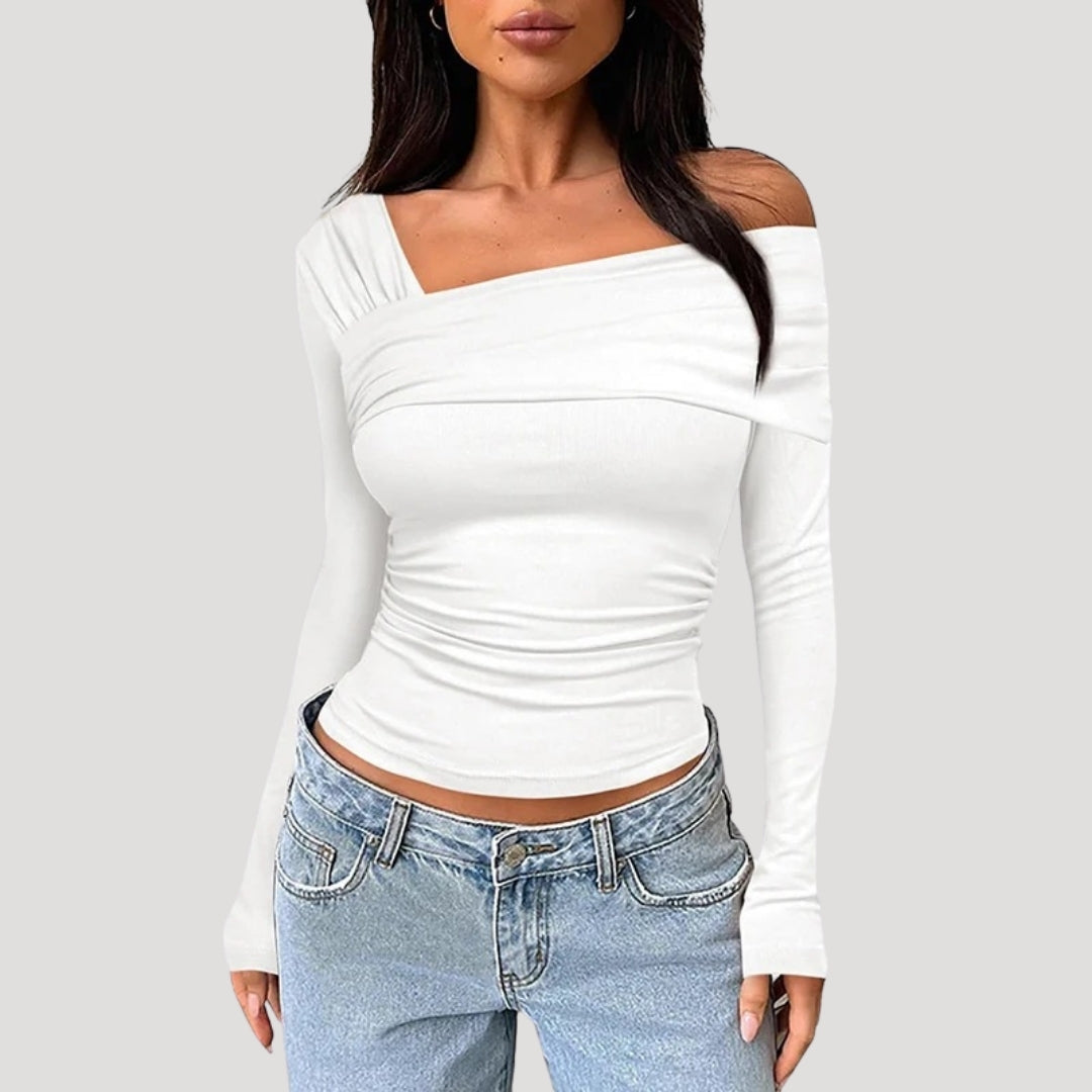Valivonne | Off-shoulder Bardot-top voor dames – Elegante casual blouse met lange mouwen