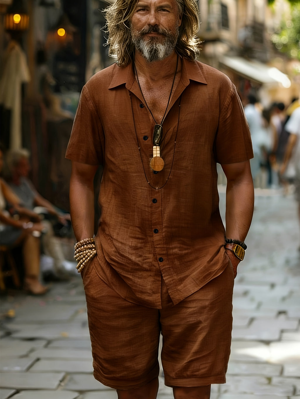 Brent | 2-delige set met casual overhemd en korte broek voor heren – Ademende, lichtgewicht zomerkleding