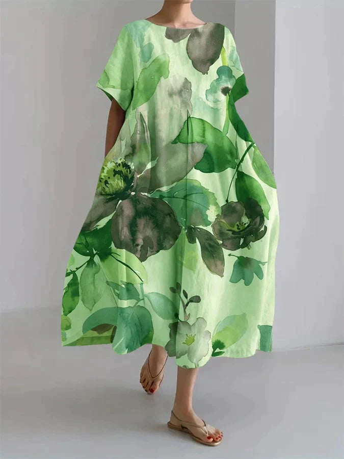 Audrey | Botanische bloemenjurk voor dames – Loszittende, zwierige zomerjurk