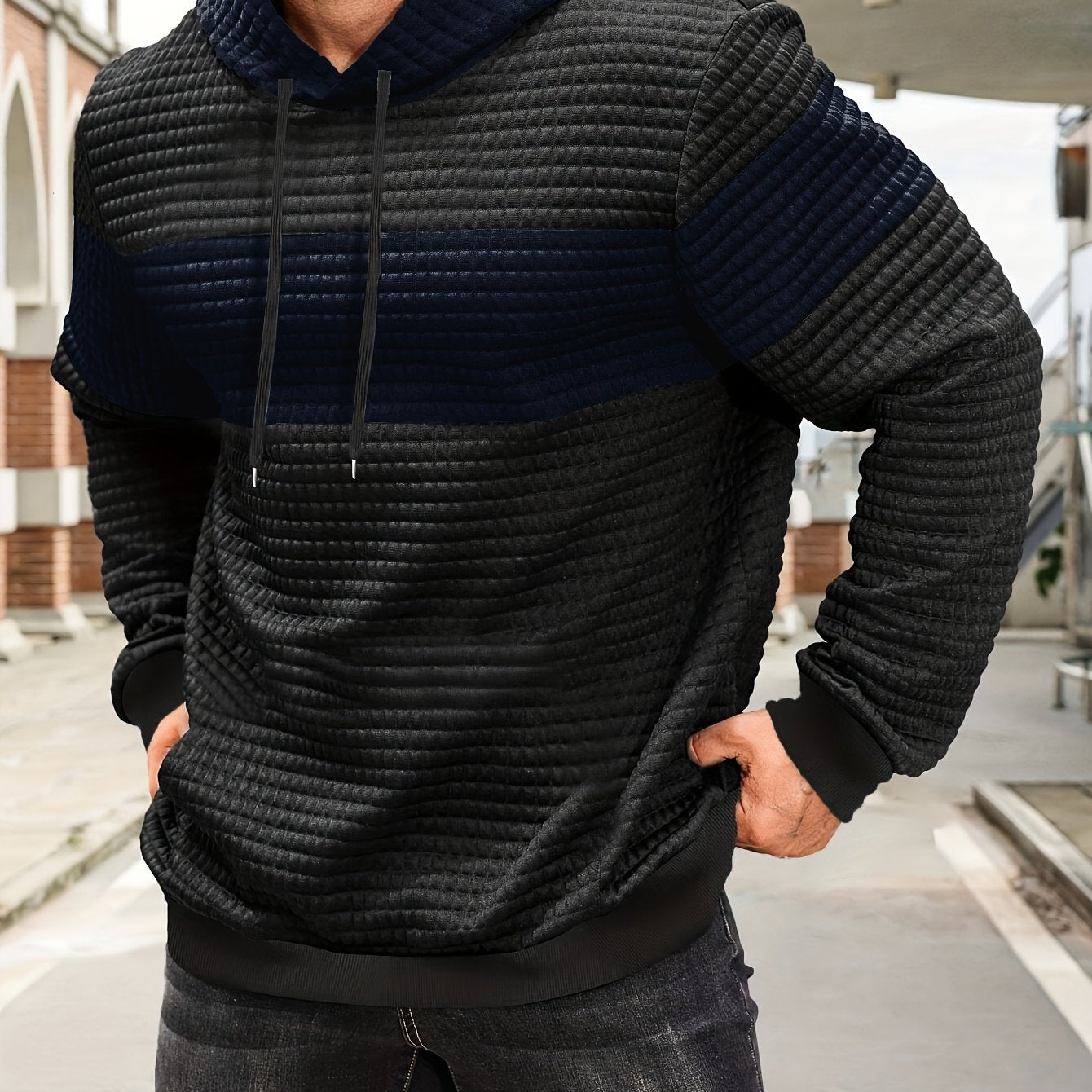 Sylas | Heren hoodiesweater met kleurblokken, casual pullover, trendy streetwear