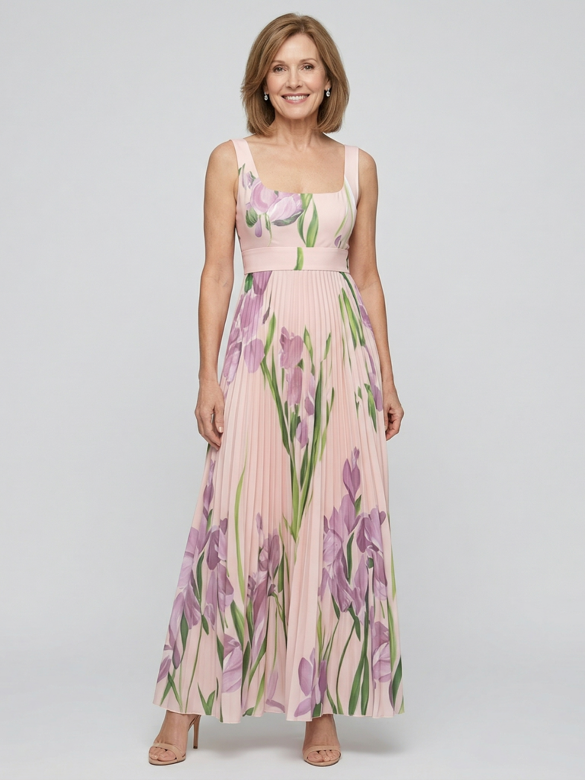 Elissa | Dames Bloemen Geplooide Maxi Jurk – Mouwloos, Elegante Zomer Maxi Jurk