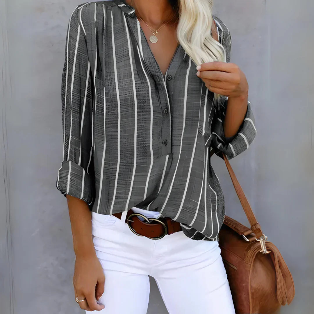 Ilyvara | Gestreepte damesblouse – Trendy casual shirt