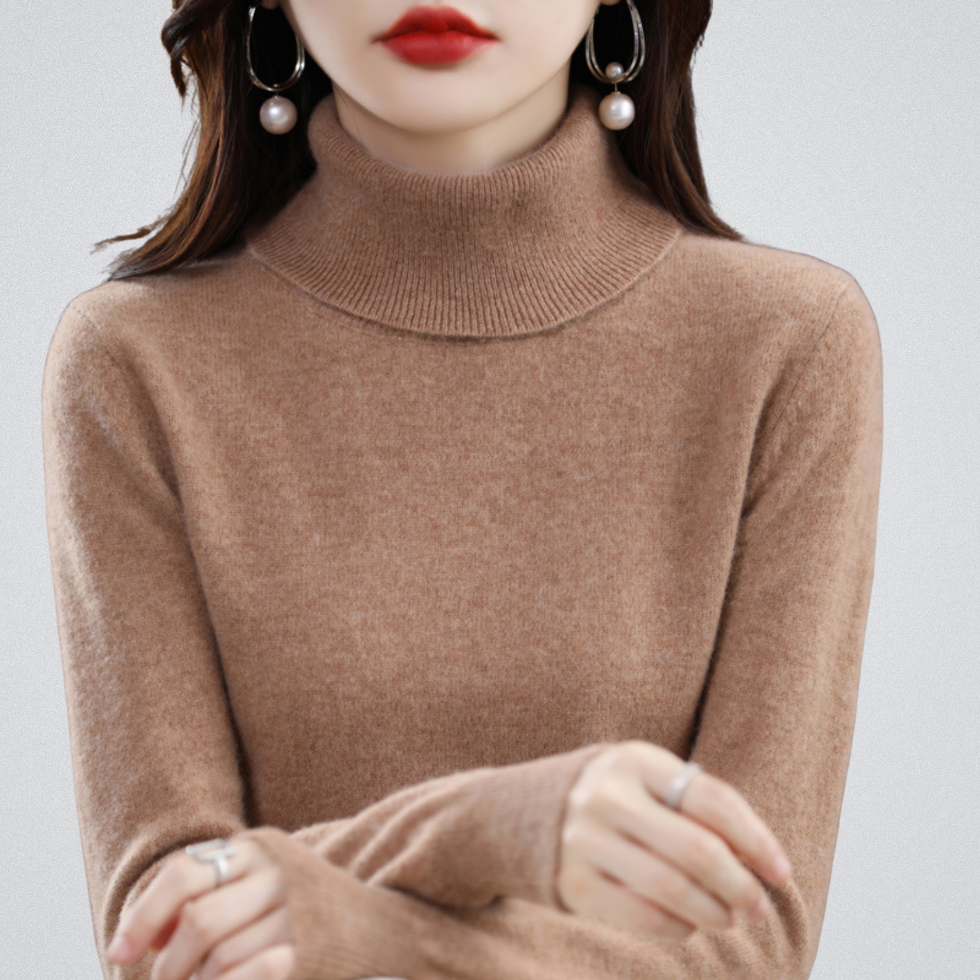 Lurina | Zachte coltrui voor dames – Gebreide trui met lange mouwen, warme casual wintertrui