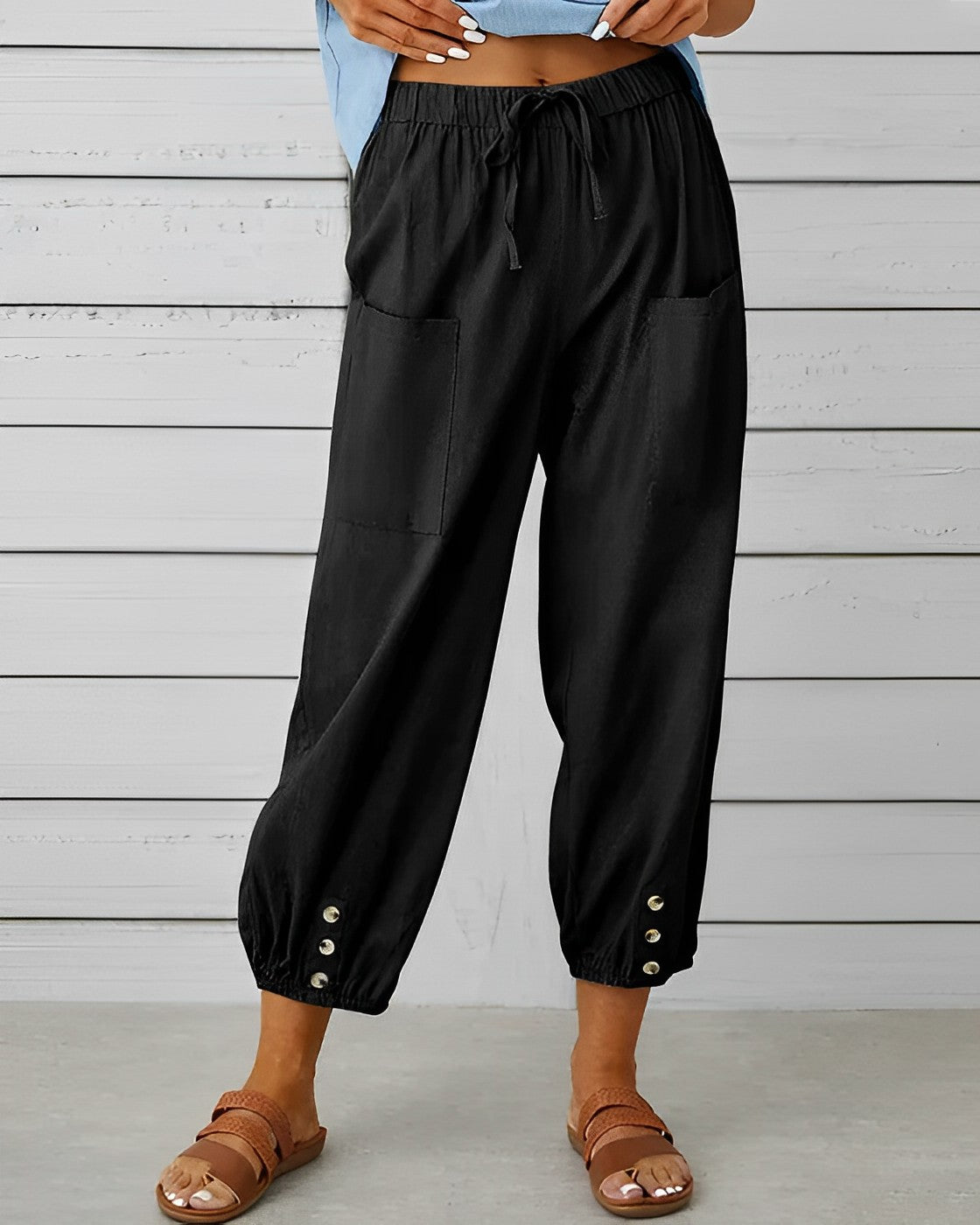 Chloe | Damesbroek met hoge taille en wijde pijpen – soepelvallende casual broek