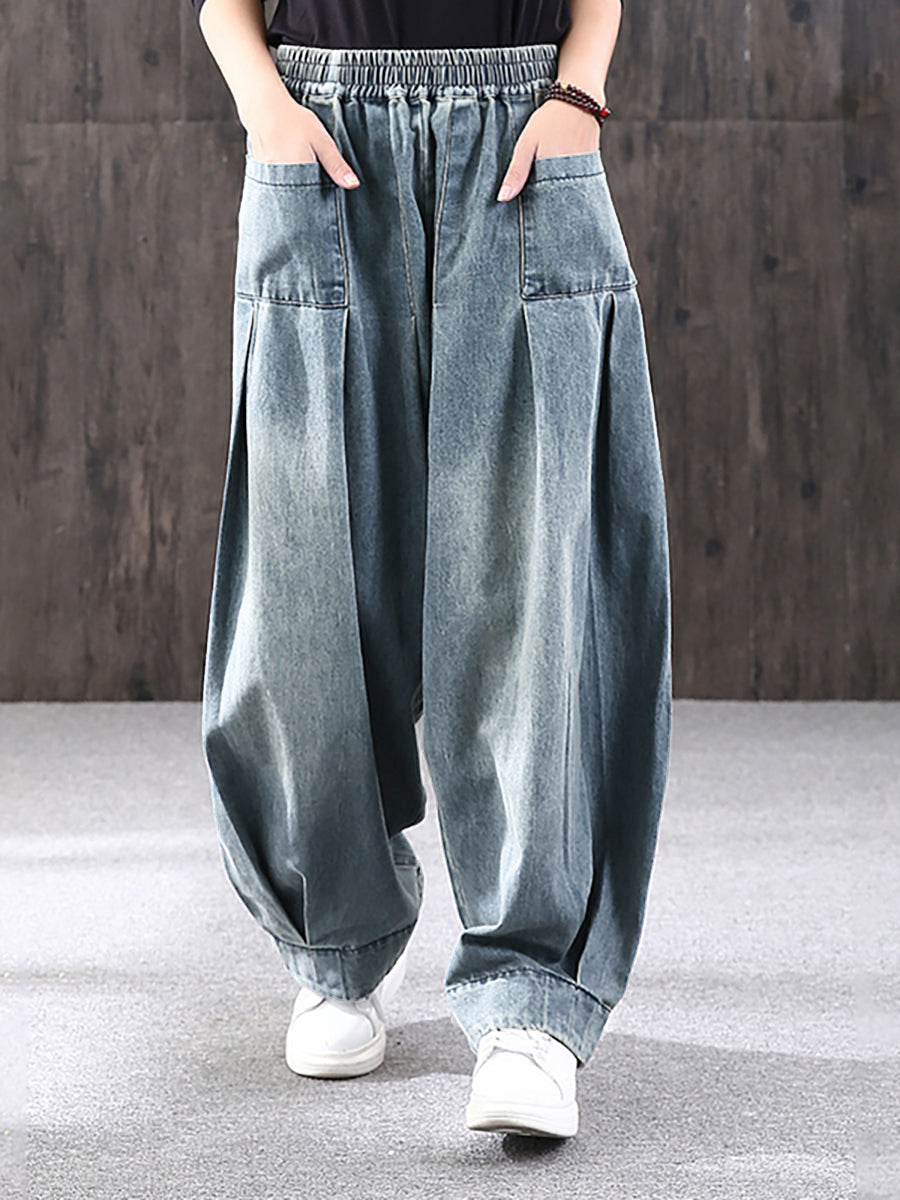 Sylirae | Damesjeans met losse pasvorm in effen kleur – Casual baggy jeans met gewassen look