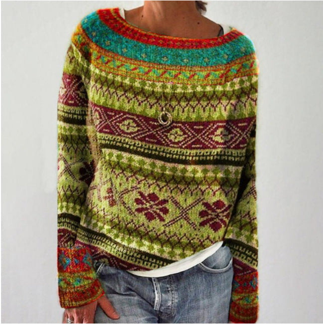 Sena | Pull rétro femme – Pull vintage en maille à motifs