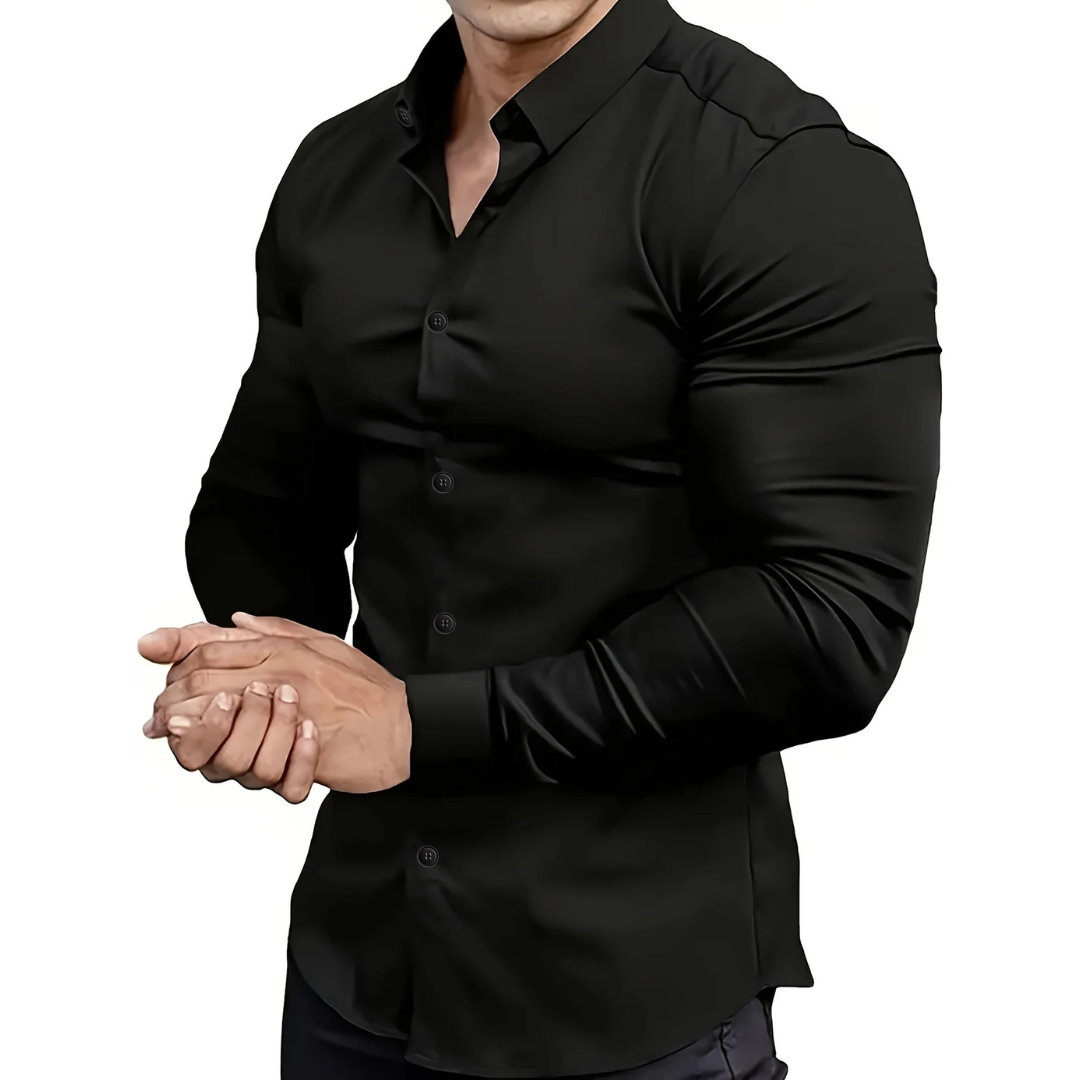 Brenor | Herenkatoenen poloshirt met lange mouwen – Klassiek casual overhemd met knopen