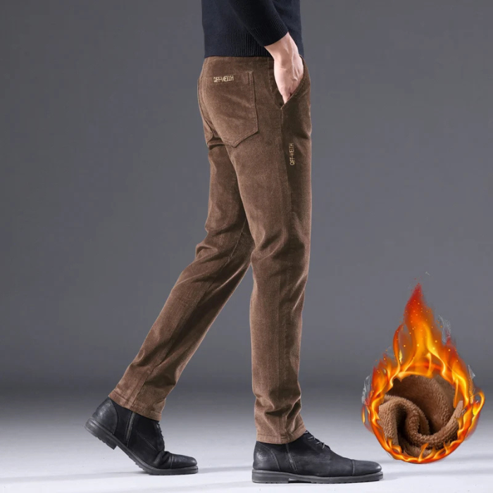 Cirel | Pantalon homme en velours côtelé chaud avec doublure polaire - Pantalon d'hiver décontracté, doux et confortable