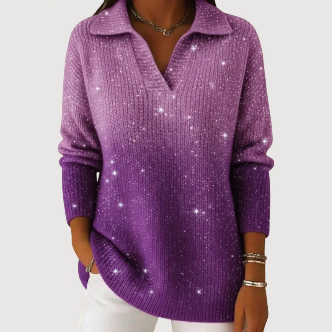 Vionara | Luminous Sparkle gebreide polojumper, relaxed fit trui met lange mouwen
