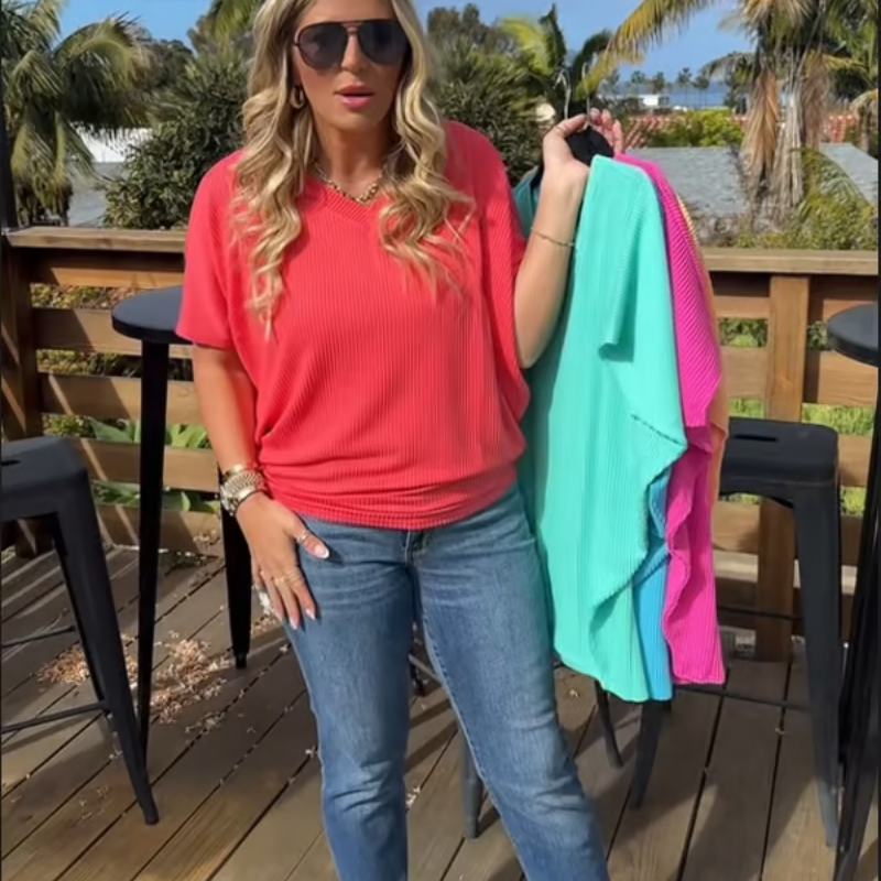Kyrelia | Casual batwing-top voor dames – Elegante blouse met V-hals en losse pasvorm