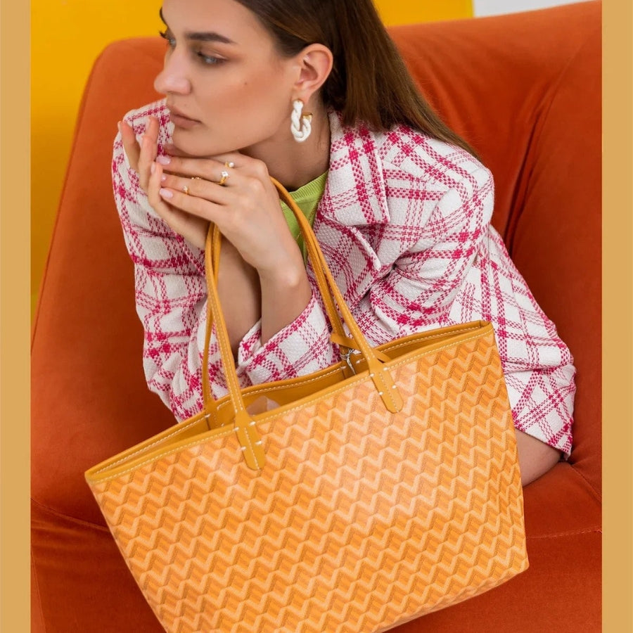 VeroTote | Elegante Leren Schoudertas, Stijlvolle Gedrukte Ontwerp draagtas