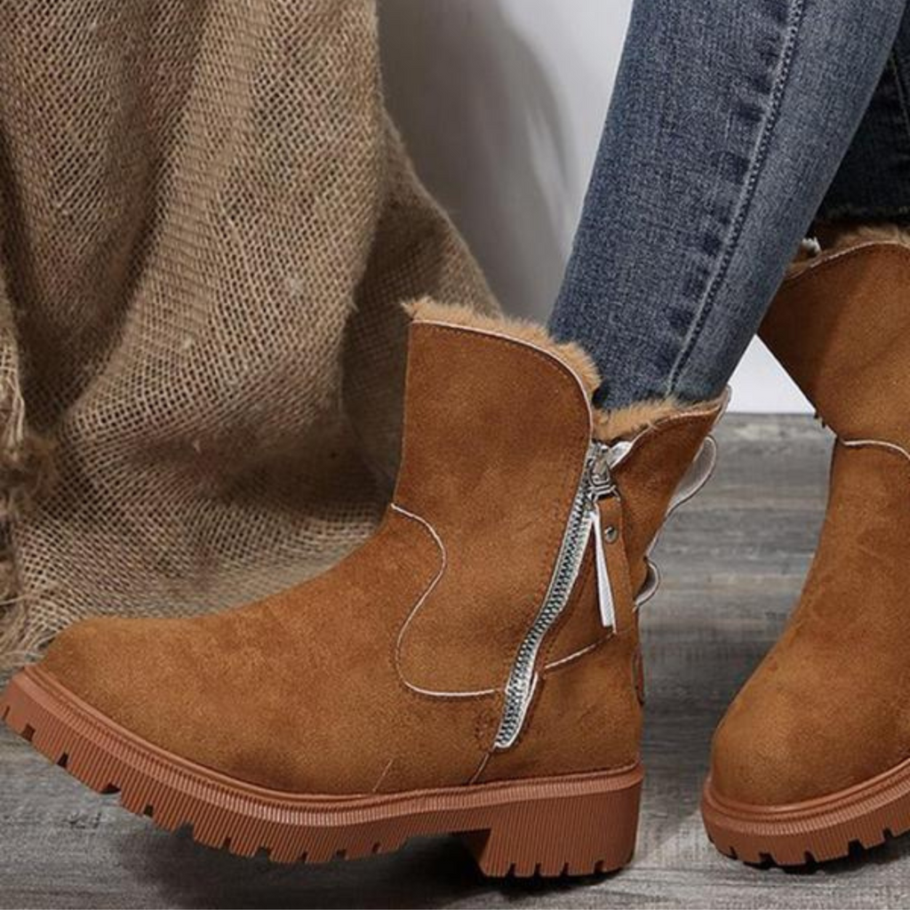 Zinnara | Bottines décontractées à fermeture éclair – Chaussures chaudes et confortables pour femmes