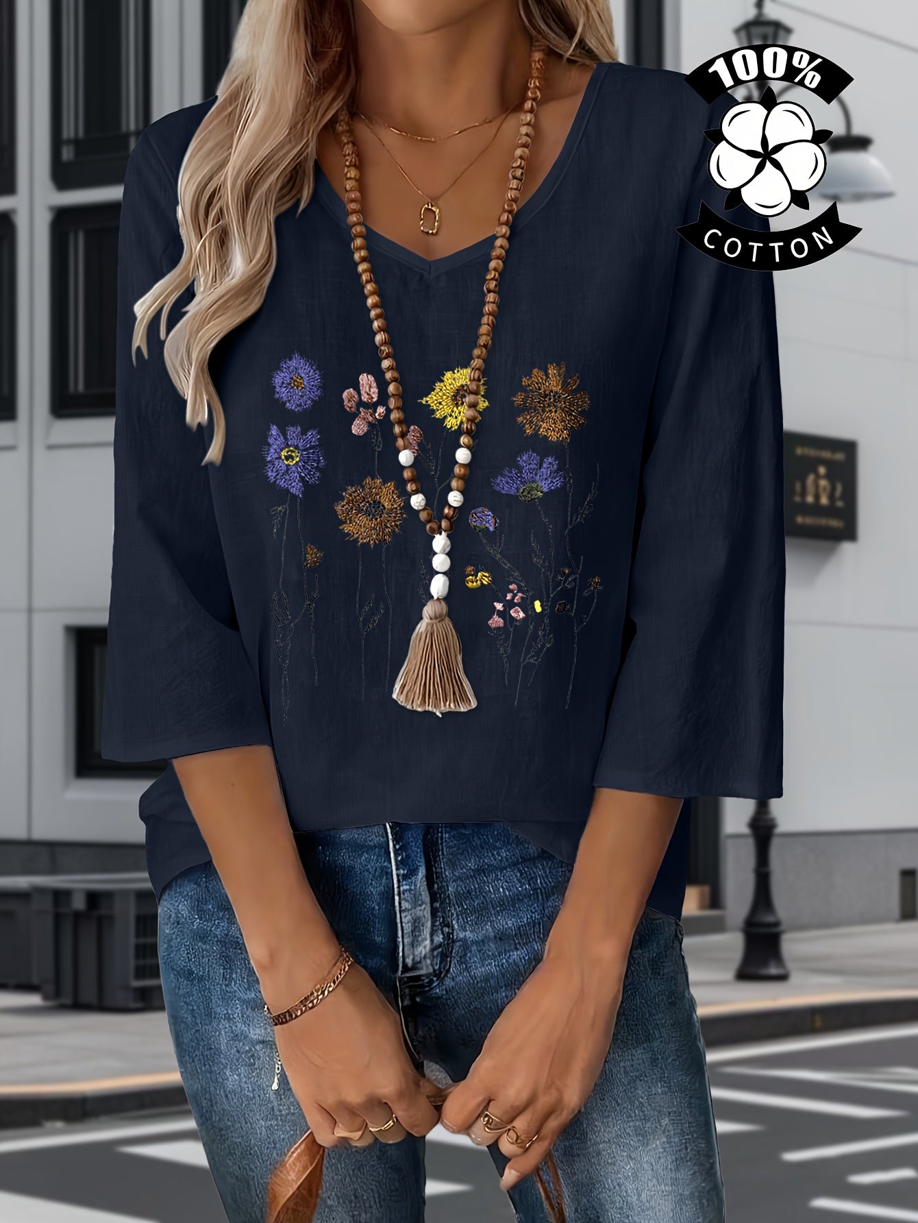 Liorithra | Damesblouse met bloemenborduursel – Elegant casual overhemd