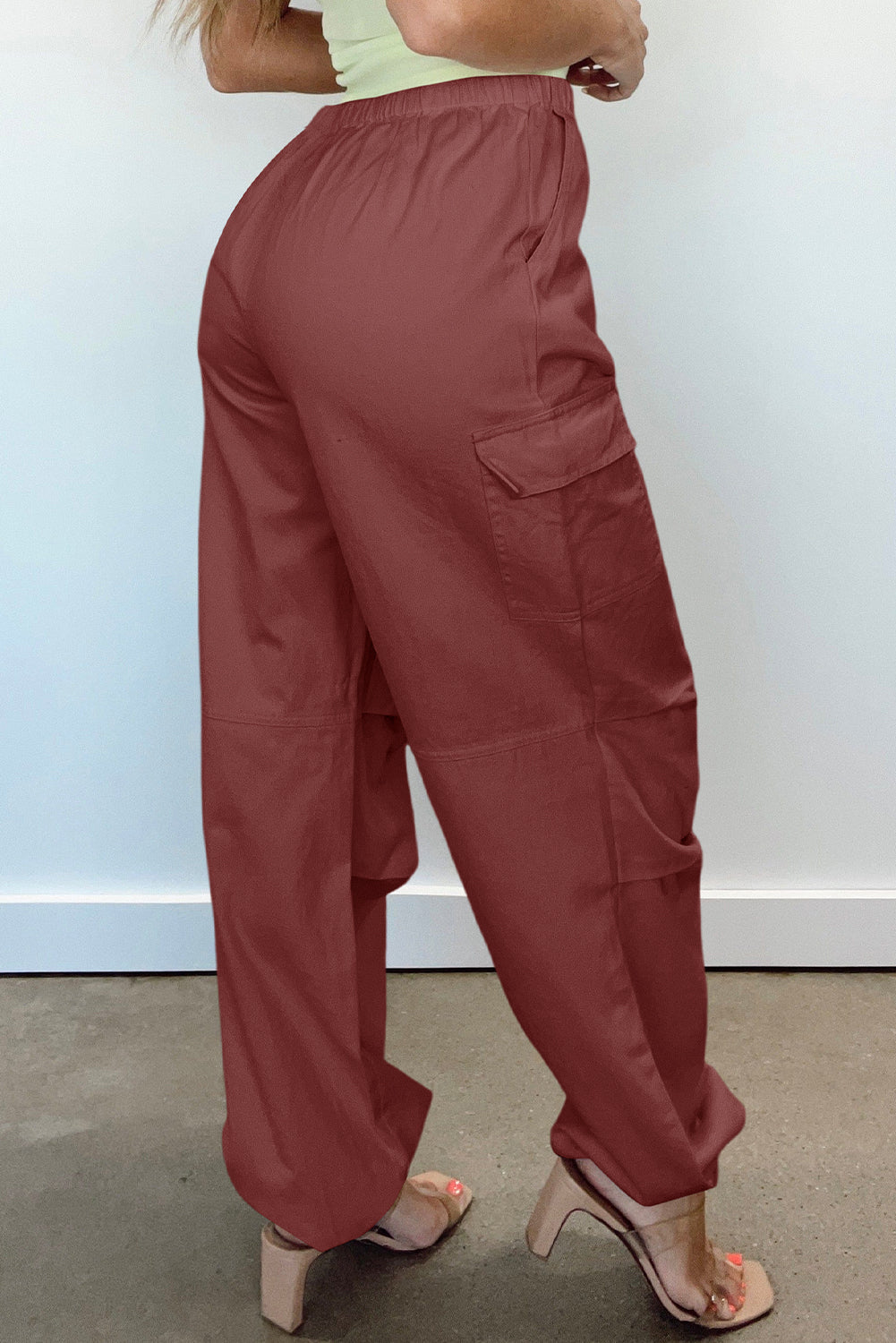 Jesmara | Pantalon cargo à jambes larges avec cordon de serrage - taille haute, coupe ample, poches pratiques
