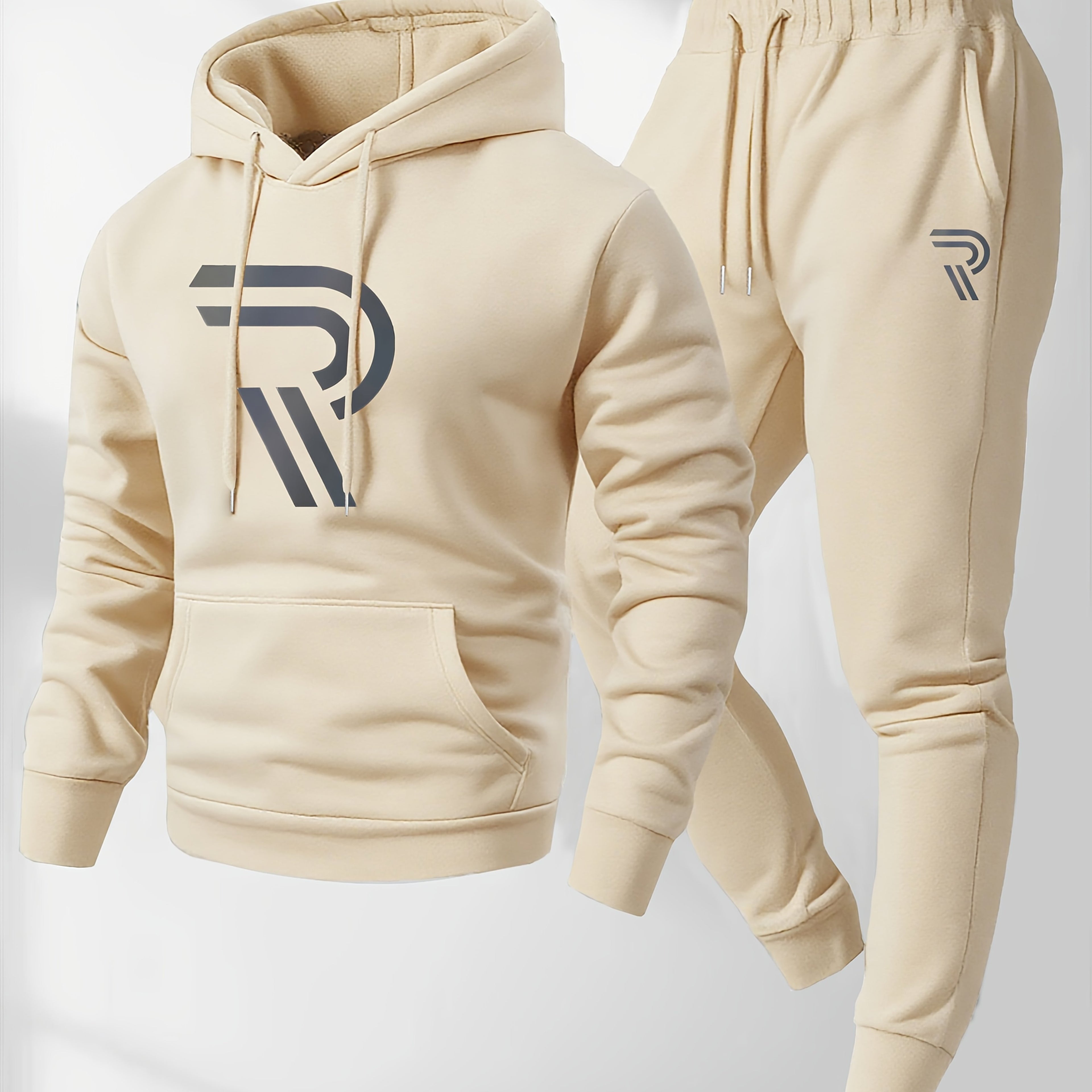 Knudsen | Ensemble de survêtement homme : sweat à capuche et pantalon – Logo « R », style décontracté, automne/hiver