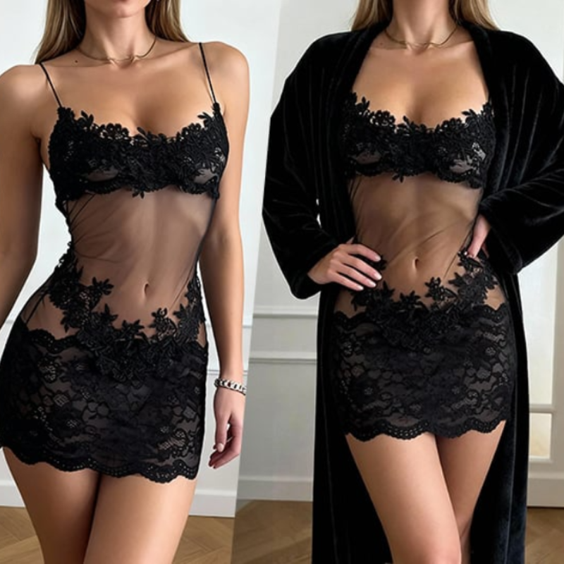 Orvexia | Geborduurde doorschijnende kanten lingerieset voor dames – Elegante lingerie