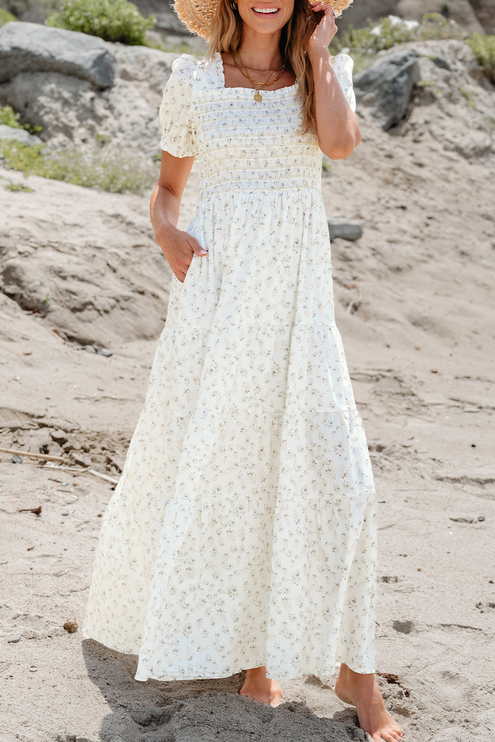 Wrenley | Dames Maxi Jurk met Gelaagde Ruches