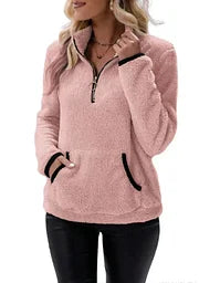 Eilina | Sherpa-Pullover mit Stehkragen und halbem Reißverschluss – weiches, warmes und bequemes Winteroberteil