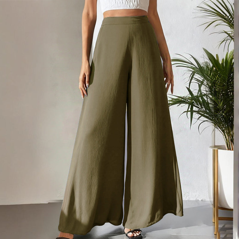Xirelia | Wijde Chiffon Damesbroek – Luchtige en Zwierige Pantalon Casual Zomerse Palazzo Broek