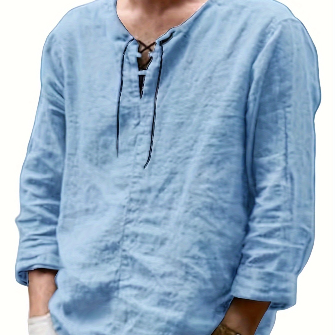 Arne | Herenhemd van katoen linnen - lange mouwen, casual los model, strikkraag