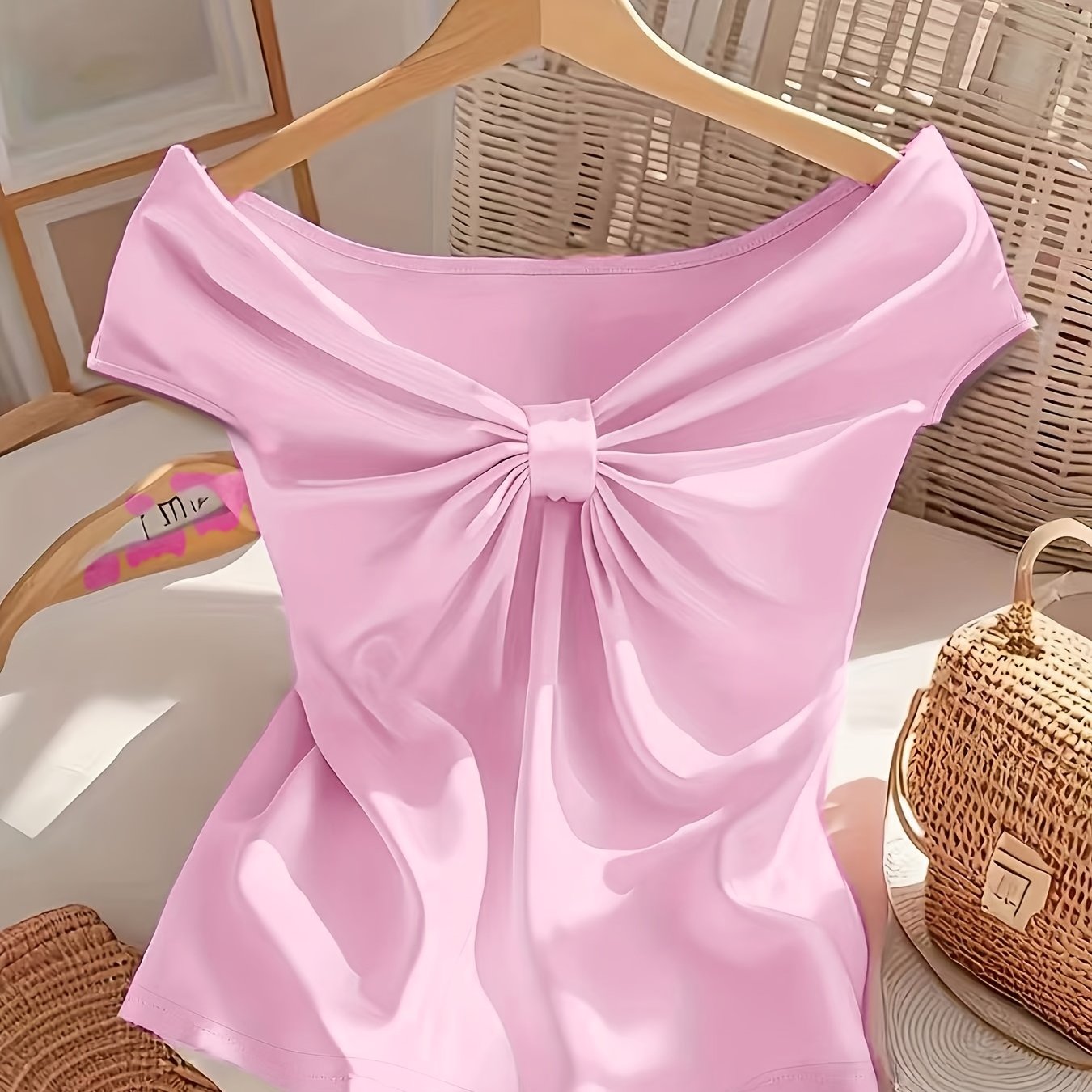 Lyna | Dames off-shoulder top – chique elegante blouse met korte mouwen, slim fit casual zomerblouse