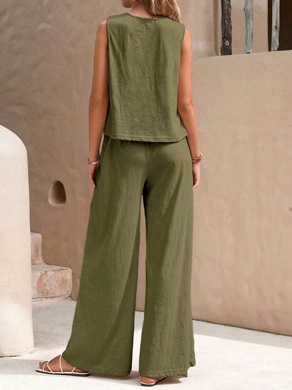 Zuna | Zomeroutfit voor dames – Set met casual tanktop en wijde broek